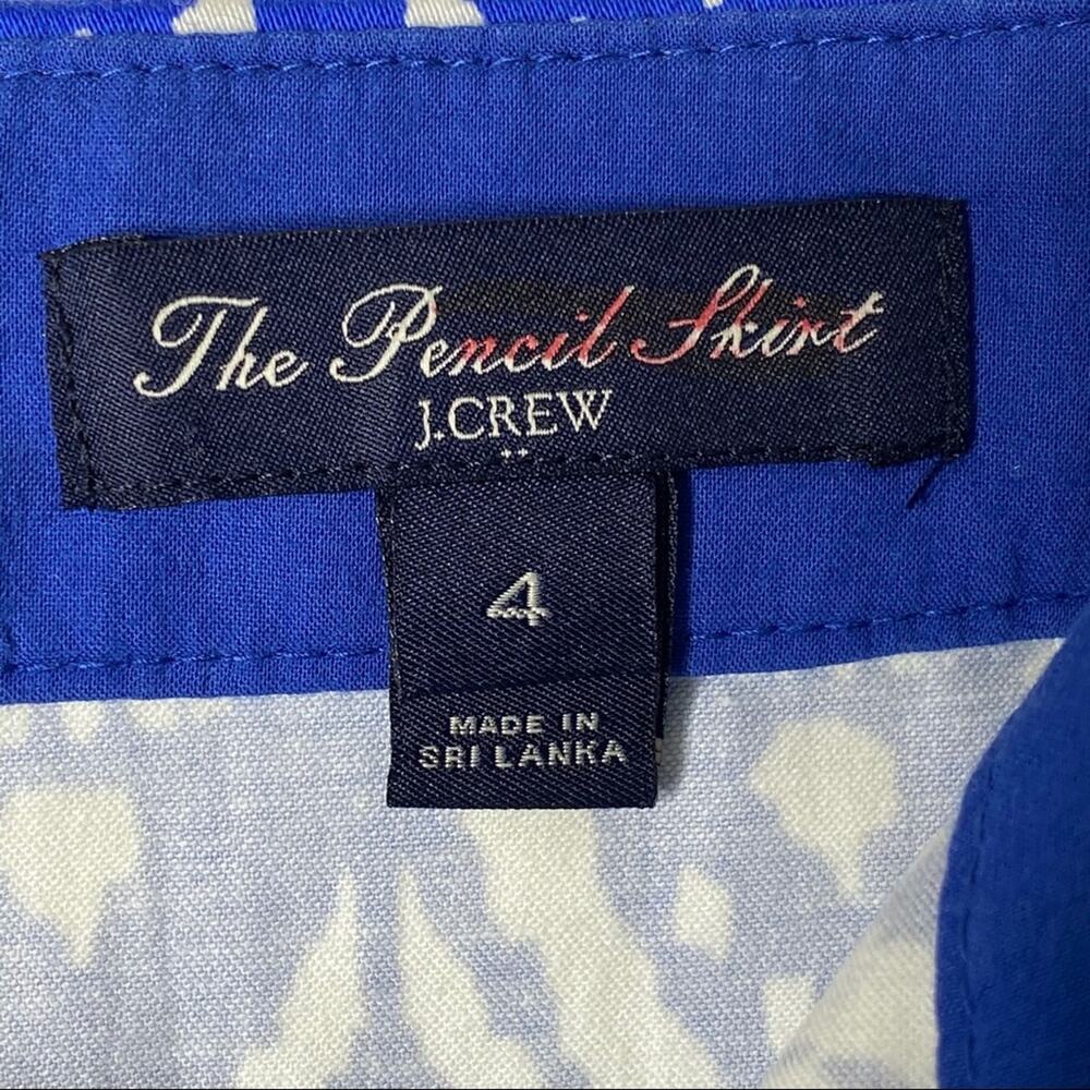 J. Crew Blue White Ikat Geometric The Pencil Skirt 4 - Picture 3 of 5